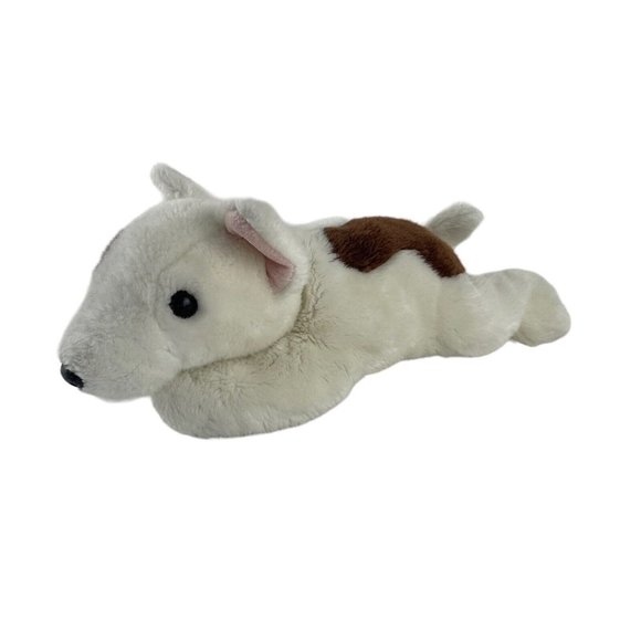 Ty Beanie Buddies Butch Bull Terrier 2002 Puppy Dog Plush 14" Laying White Brown - Picture 2 of 6